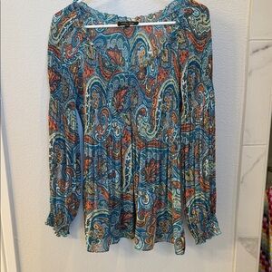Melissa Paige Blue and Orange Paisley Blouse